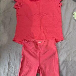 LCKR Pink Lululemon T-Shirt and shorts Set size 7